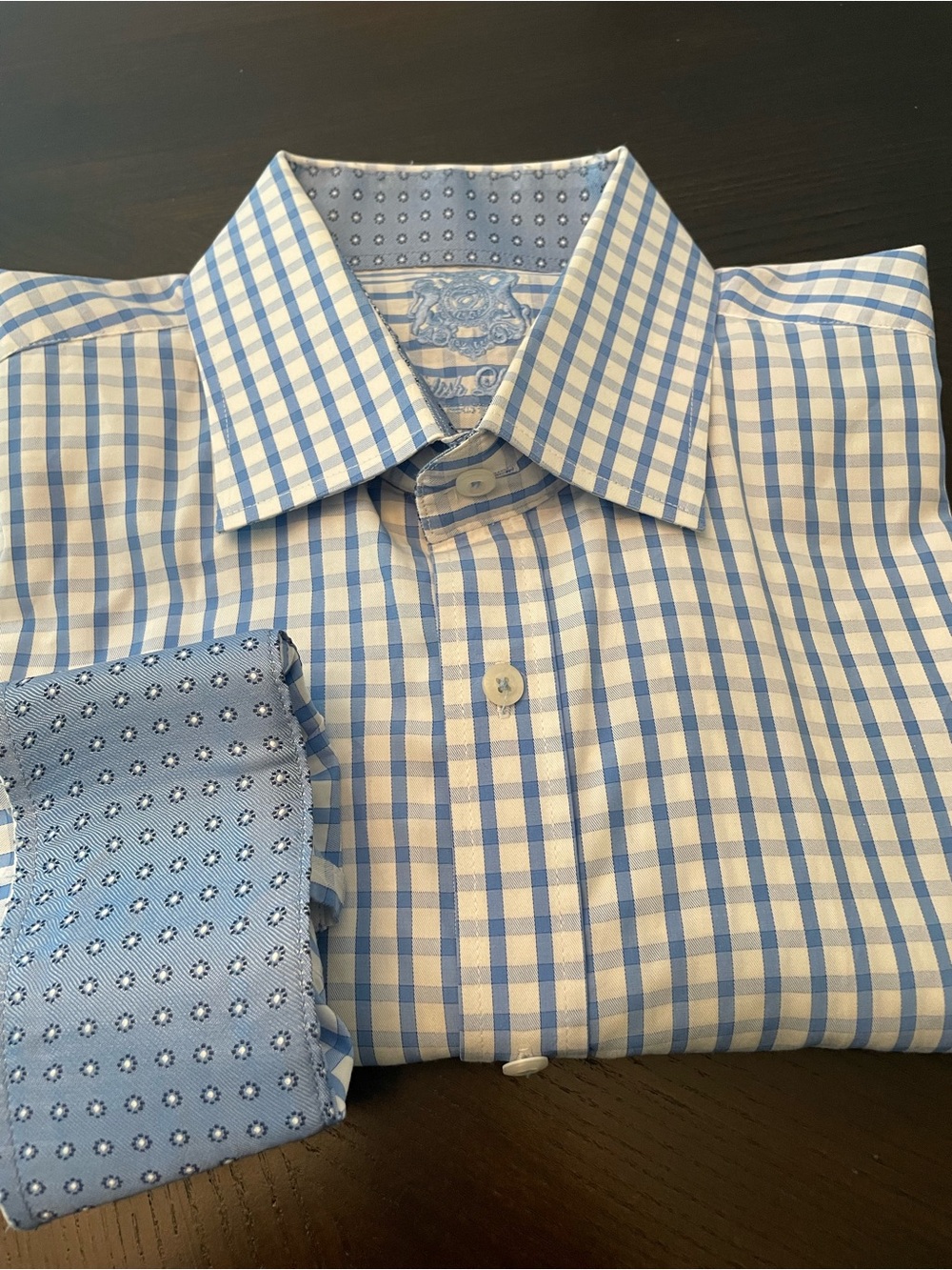 English Laundry Mens Long Sleeve Button Down Blue White Plaid Shirt 17 34/35